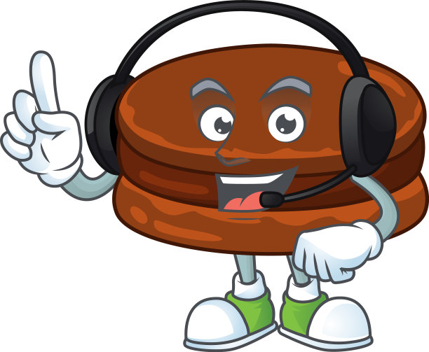 一个迷人的戴着耳机的巧克力alfajor图片下载