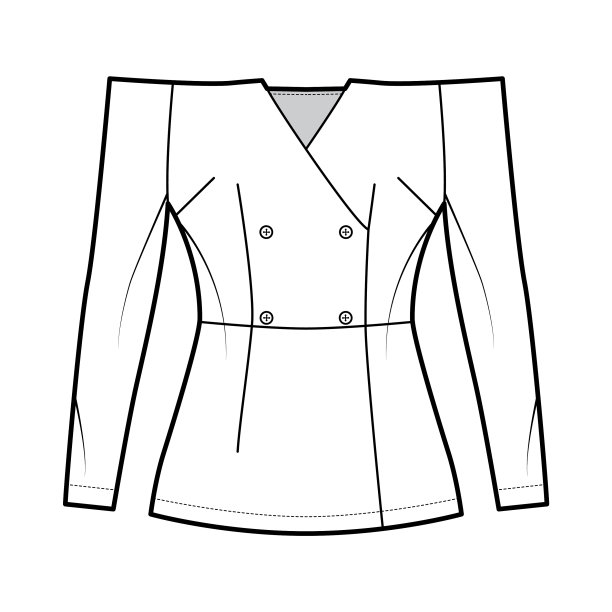 露肩双排扣技术上衣图片下载