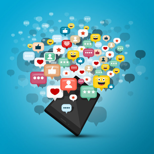 抽象的黑色手机与社交媒体图片下载