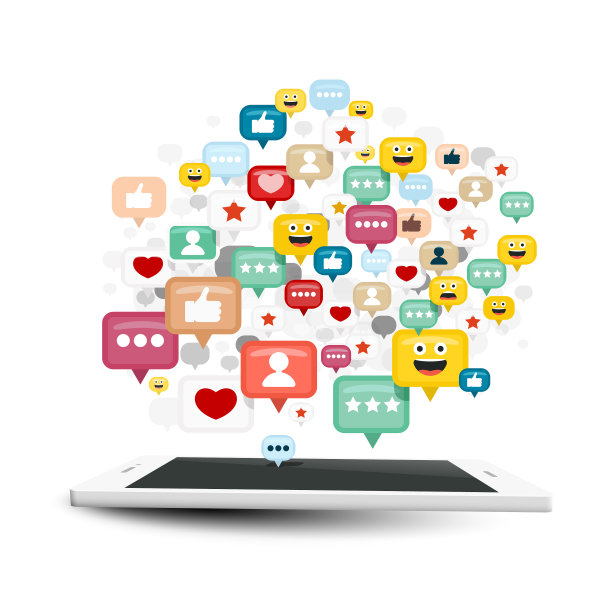 社交媒体图标上面的现代白色手机图片下载