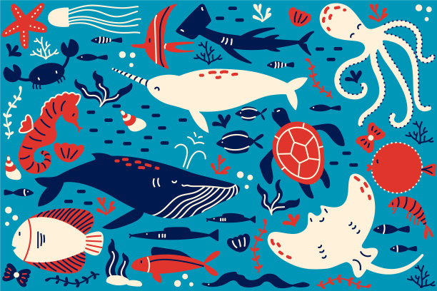 海洋生物涂鸦集图片下载