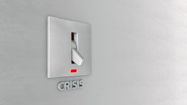 Сrisis开关断路器红灯灯泡开关。3D渲染，3D渲染。图片下载