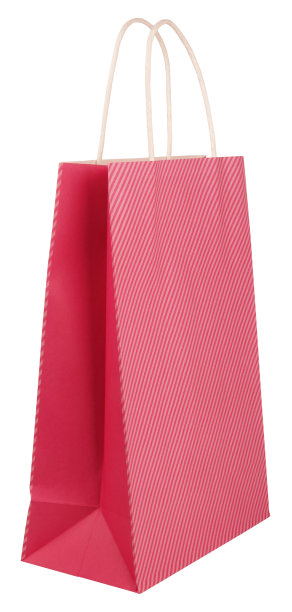 紫色的粉红色条纹可爱的纸袋孤立在白色的背景图片下载