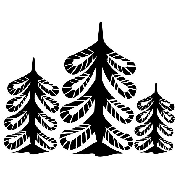 设置三棵黑色装饰圣诞树图片下载