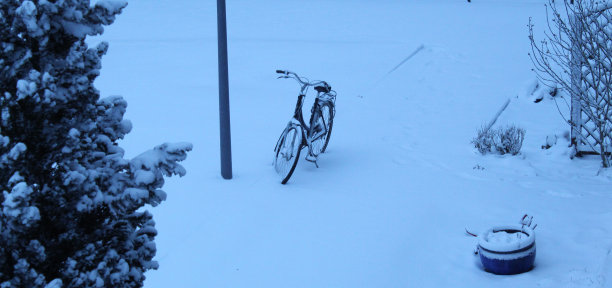 自行车&雪图片下载