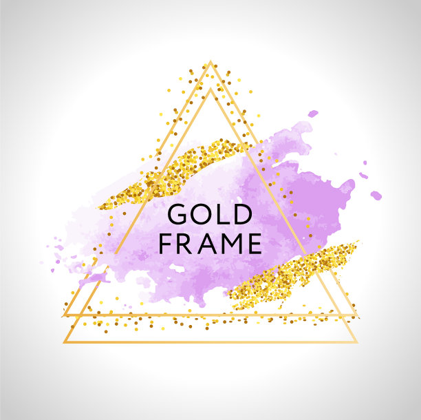 水彩淡紫色标志设计笔划金色图片下载