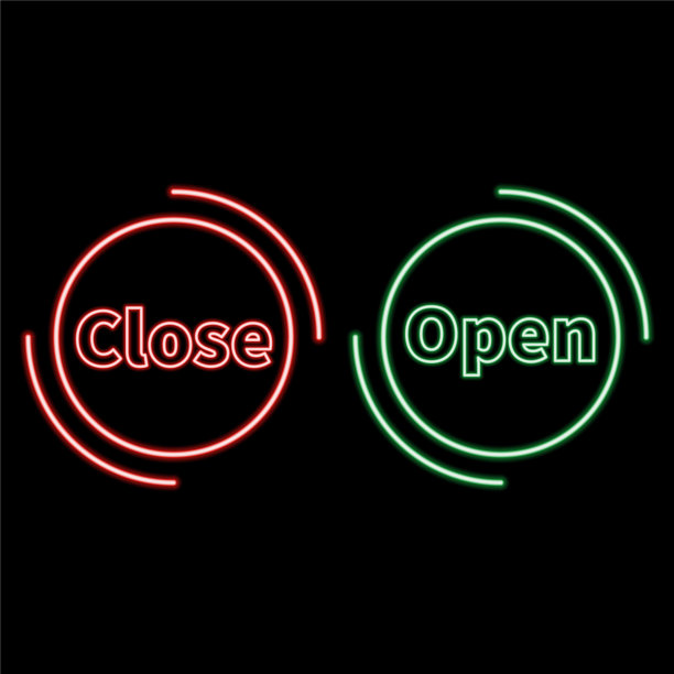 在黑暗的背景上打开和关闭霓虹灯图片下载