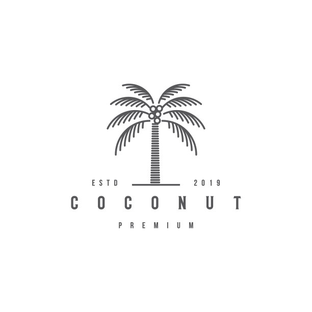椰子树标志设计模板溢价图片下载