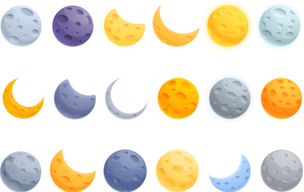 月亮图标设置卡通风格图片下载