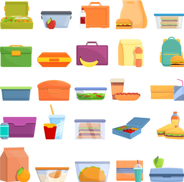 午餐图标设置卡通风格图片下载