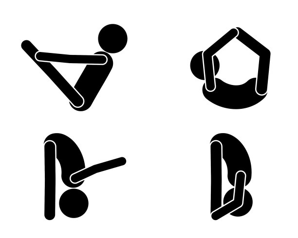 各种瑜伽姿势显示在白色的背景图片下载