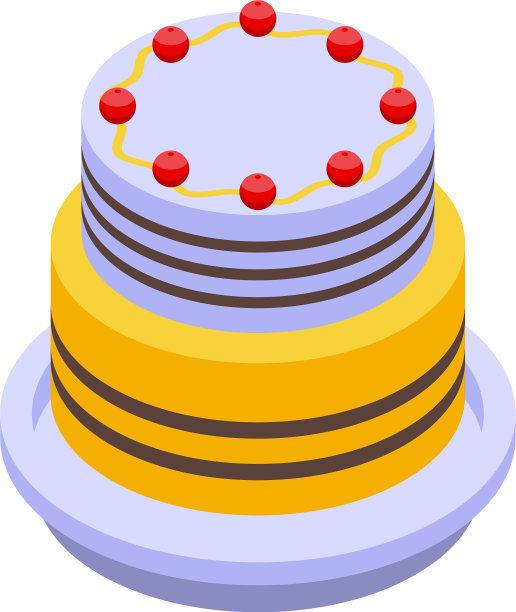 家庭节日蛋糕图标等距风格图片下载