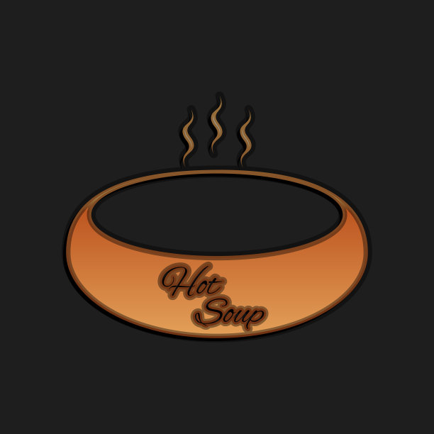 金碗热汤图标孤立在黑色图片下载