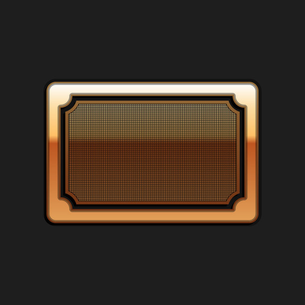 金色门垫图标孤立在黑色背景图片下载