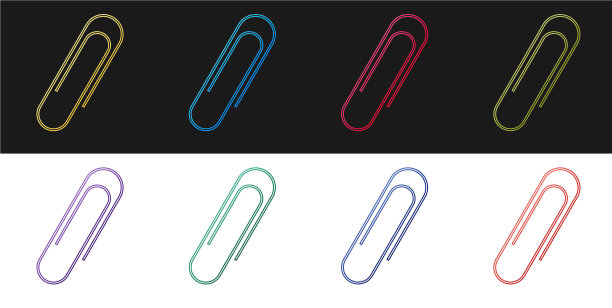 设置回形针图标隔离在黑色和白色图片下载