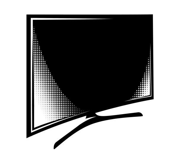弯曲电视侧视图单色图片下载