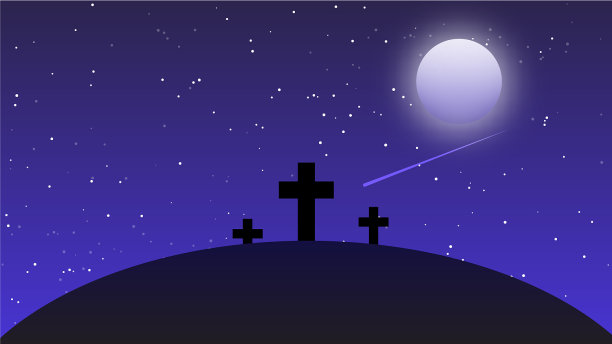 骷髅山的三个十字架，黑暗的天空图片下载