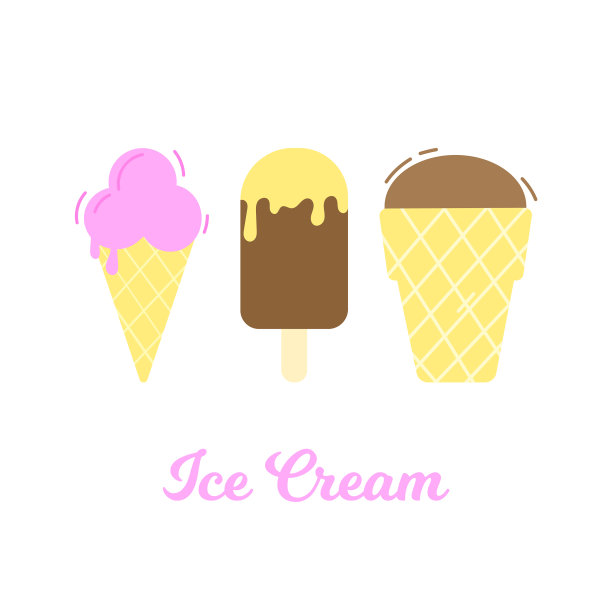 将四个不同大小的冰淇淋分开放置图片下载