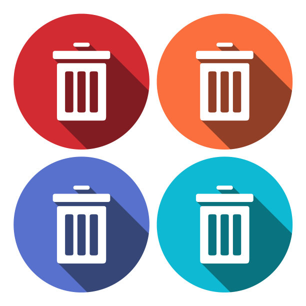 废物容器图标平面设计风格现代图片下载