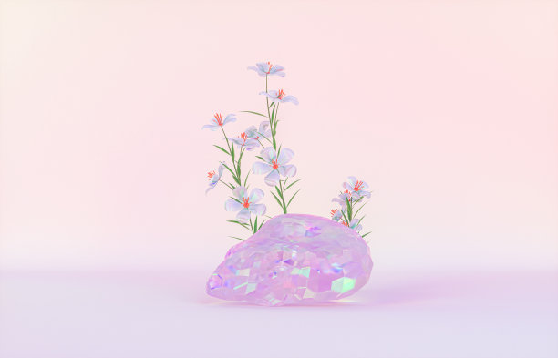 美丽时尚讲台背景产品展示与抽象彩虹宝石石。图片下载