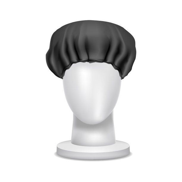 逼真的细节3d空白黑色浴帽图片下载