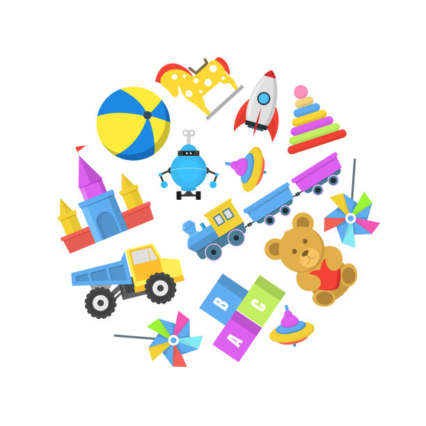 卡通彩色玩具圆形设计模板横幅图片下载