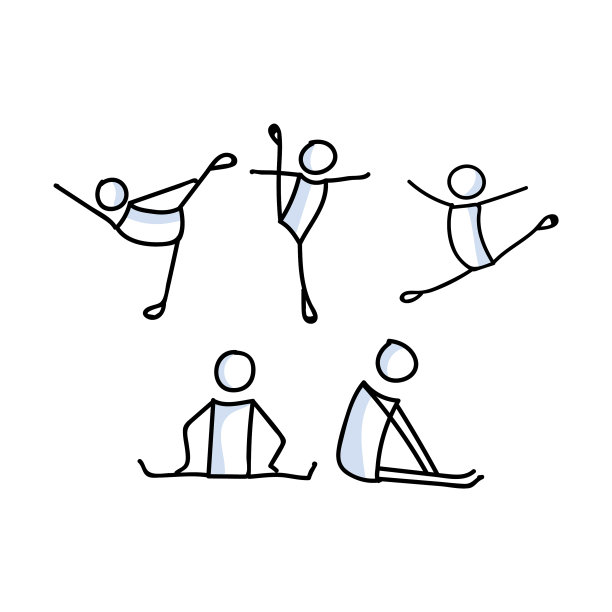 手绘棍芭蕾舞演员伸展set图片下载