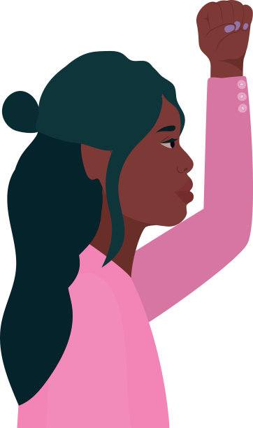 黑人妇女卡通和拳头在侧面图片下载