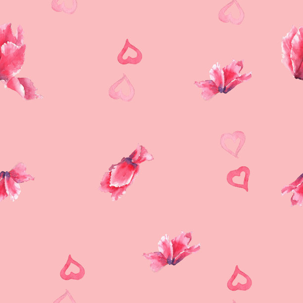 花仙客来波斯粉红水彩素描无缝图案。用于织物、纸张等印刷。图片下载