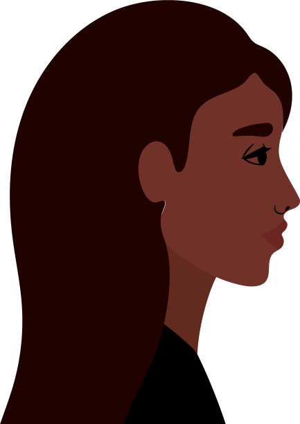 黑色女性卡通在侧面设计图片下载