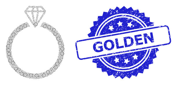 垃圾金印章印章和递归钻石图片下载