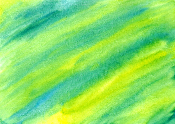 抽象彩色水彩背景。水彩湿纹理。黄、绿、蓝三种颜色混在一起。渐变喷溅纹理。室内画有线条。美丽的创意印刷图片下载
