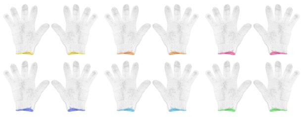 白色棉质施工手套孤立在白色背景上图片下载