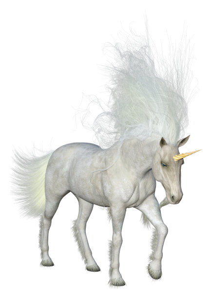 3D插图幻想白色独角兽的白色图片下载