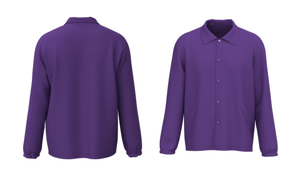 空白教练夹克模型在前面和后面的观点图片下载