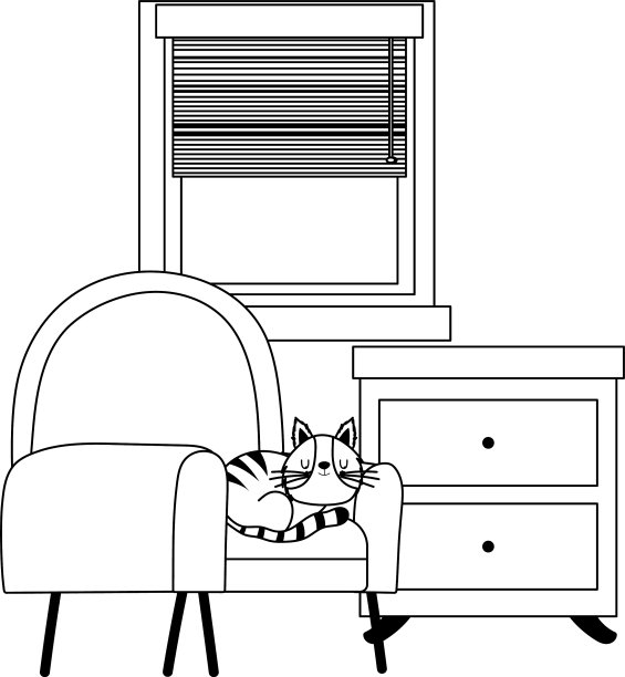 猫在椅子、桌子和窗户上休息图片下载