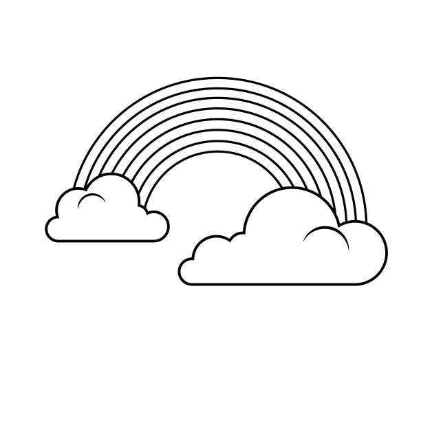 矢量插图的卡通彩虹和云彩孤立在白色的背景儿童着色活动工作表/工作簿/打印。图片下载