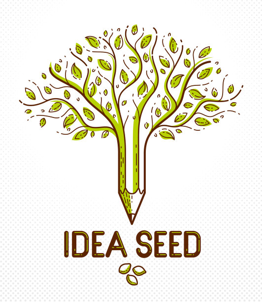 美丽的树与铅笔结合成一个符号图片下载