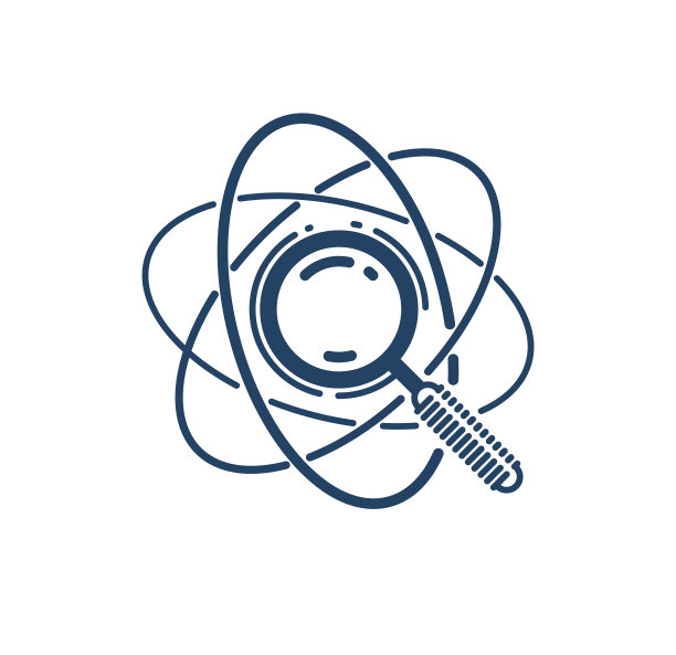 放大镜和原子简单的线性图标图片下载