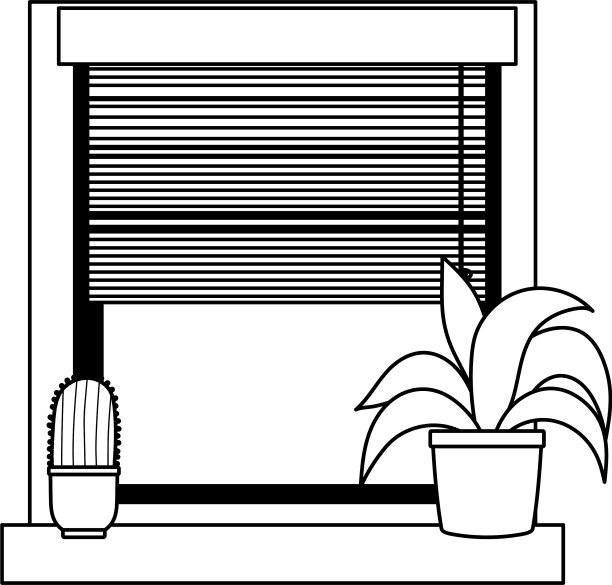 窗内盆栽植物与仙人掌装饰隔离图片下载