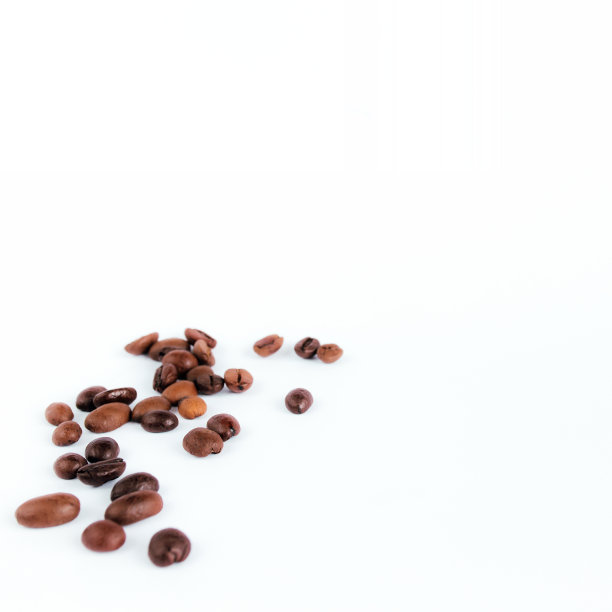 在白色的背景上烤咖啡豆图片下载