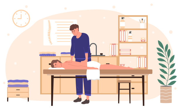 按摩师给一个年轻人按摩图片下载