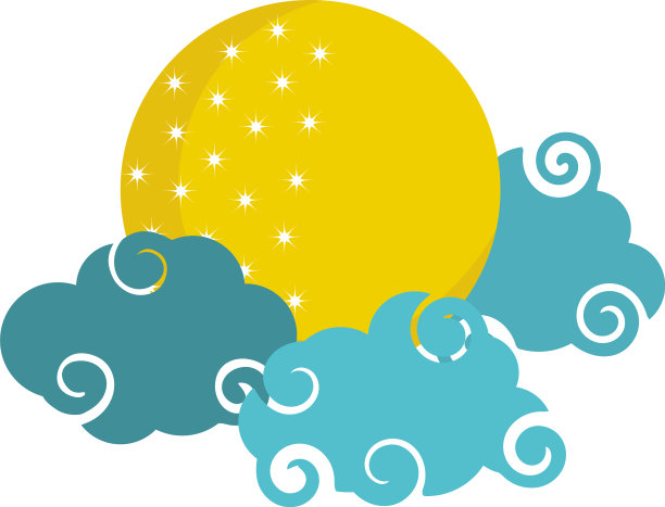 明亮的月亮云朵天空卡通孤立图标风格图片下载
