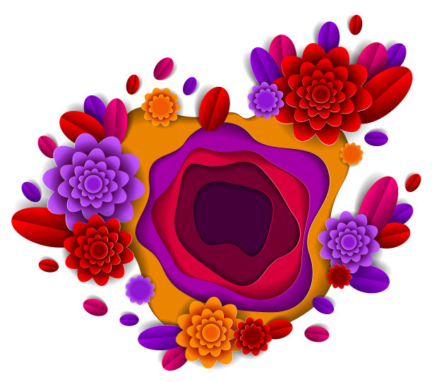 秋天的花朵和树叶设计美丽图片下载