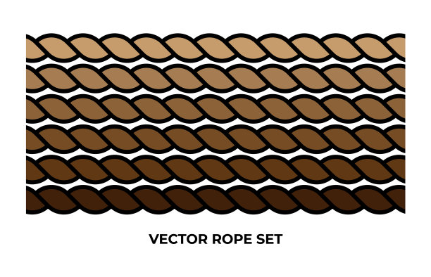 绳子设置卡通孤立的白色背景图片下载