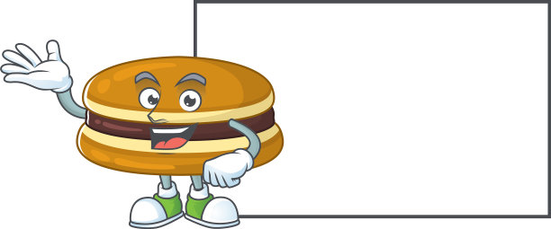 铜锣烧具有板卡通吉祥物的设计风格图片下载