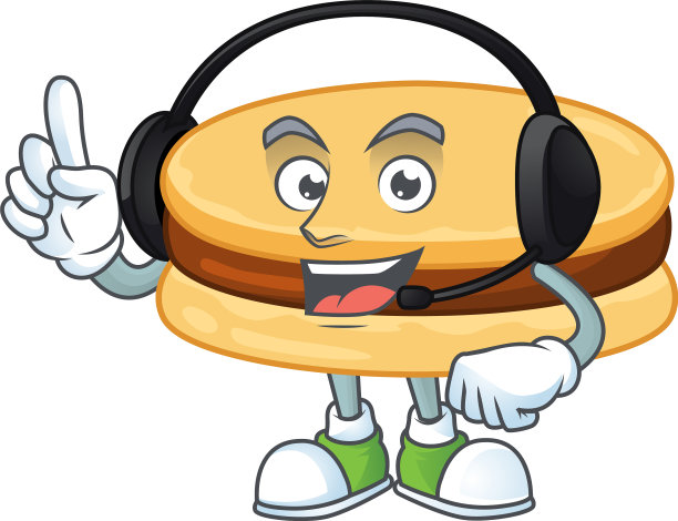 可爱的棕色alfajor吉祥物戴着耳机图片下载