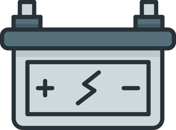 汽车电源存储概念，汽车电池矢量颜色图标设计，汽车服务和汽车修理店符号，卡车备件标志，汽车机械库存插图图片下载