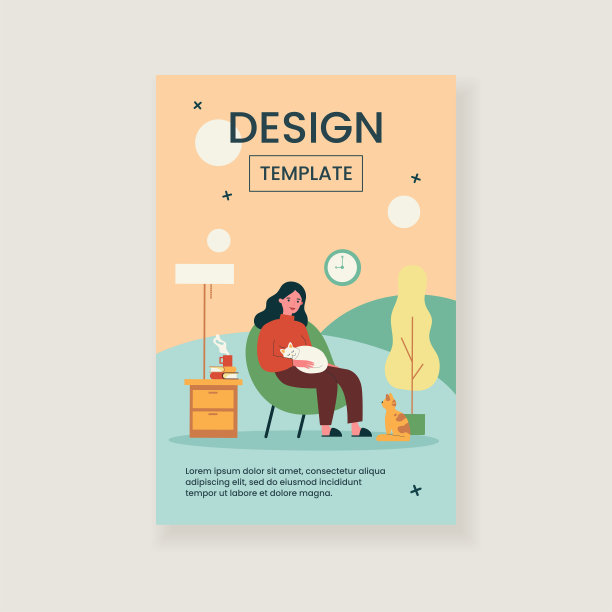 在舒适公寓里与猫咪相伴的女人图片下载