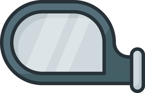 汽车侧镜概念矢量颜色图标设计，汽车服务和汽车修理店符号，卡车备件标志，汽车机械库存插图图片下载